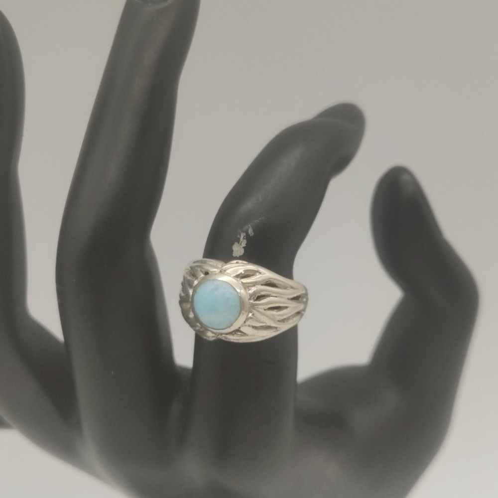 Beatiful Larimar Roots Silver 925 Ring - image 2